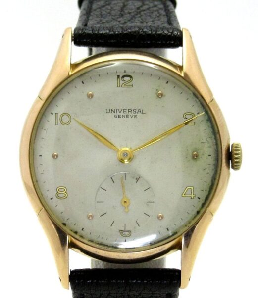 K18PGユニバーサル ジュネーブ ラウンド型 / 手巻き・他社製皮ベルト&GFメッキ尾錠|ロレックス・アンティーク腕時計 中古品販売買取なら