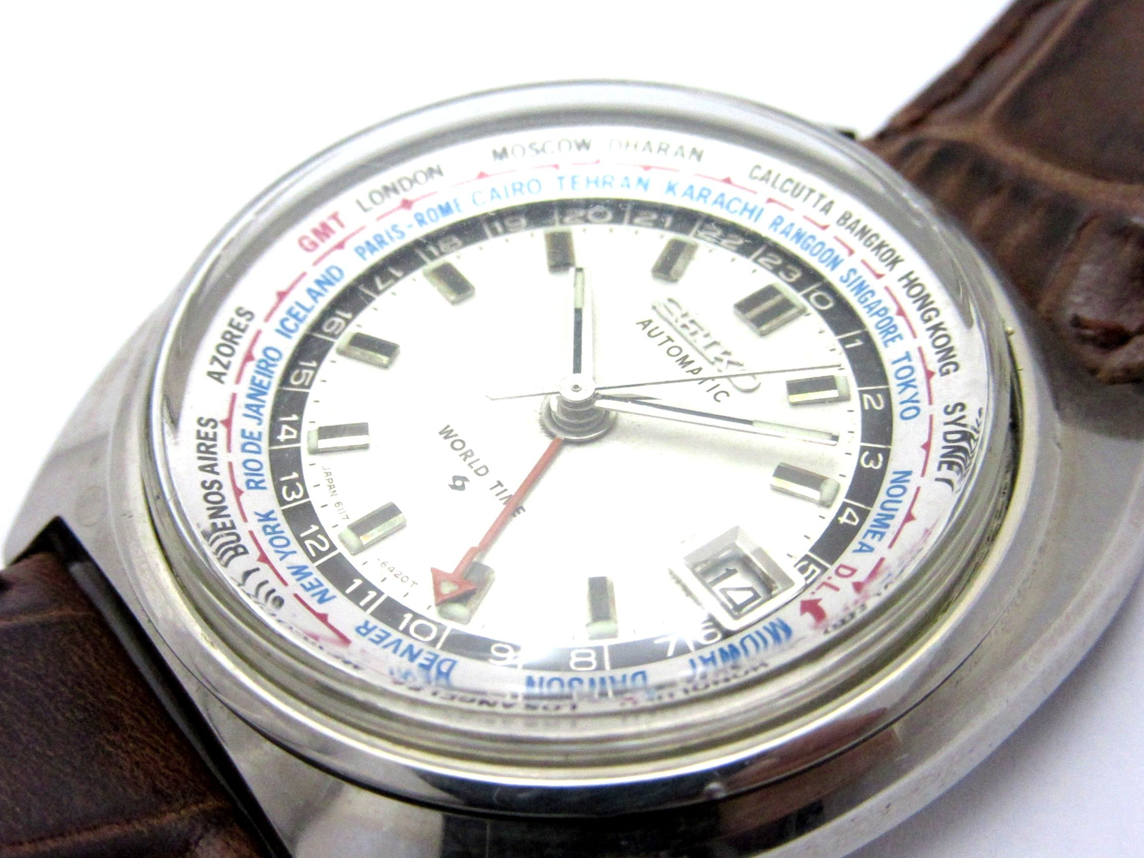 セイコー6117-6400ナビゲータータイマー腕時計メンズ自動巻きデイト70