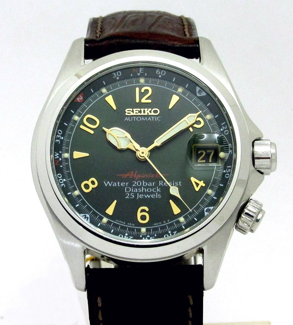 セイコー SEIKO ”4S メカニカル アルピニスト SCVF009” グリーン&ゴールド文字盤 4S15-6000 自動巻機械式ムーブ 紙タグ付属  紙タグ付属|ロレックス・アンティーク腕時計 中古品販売買取なら大阪 米田屋