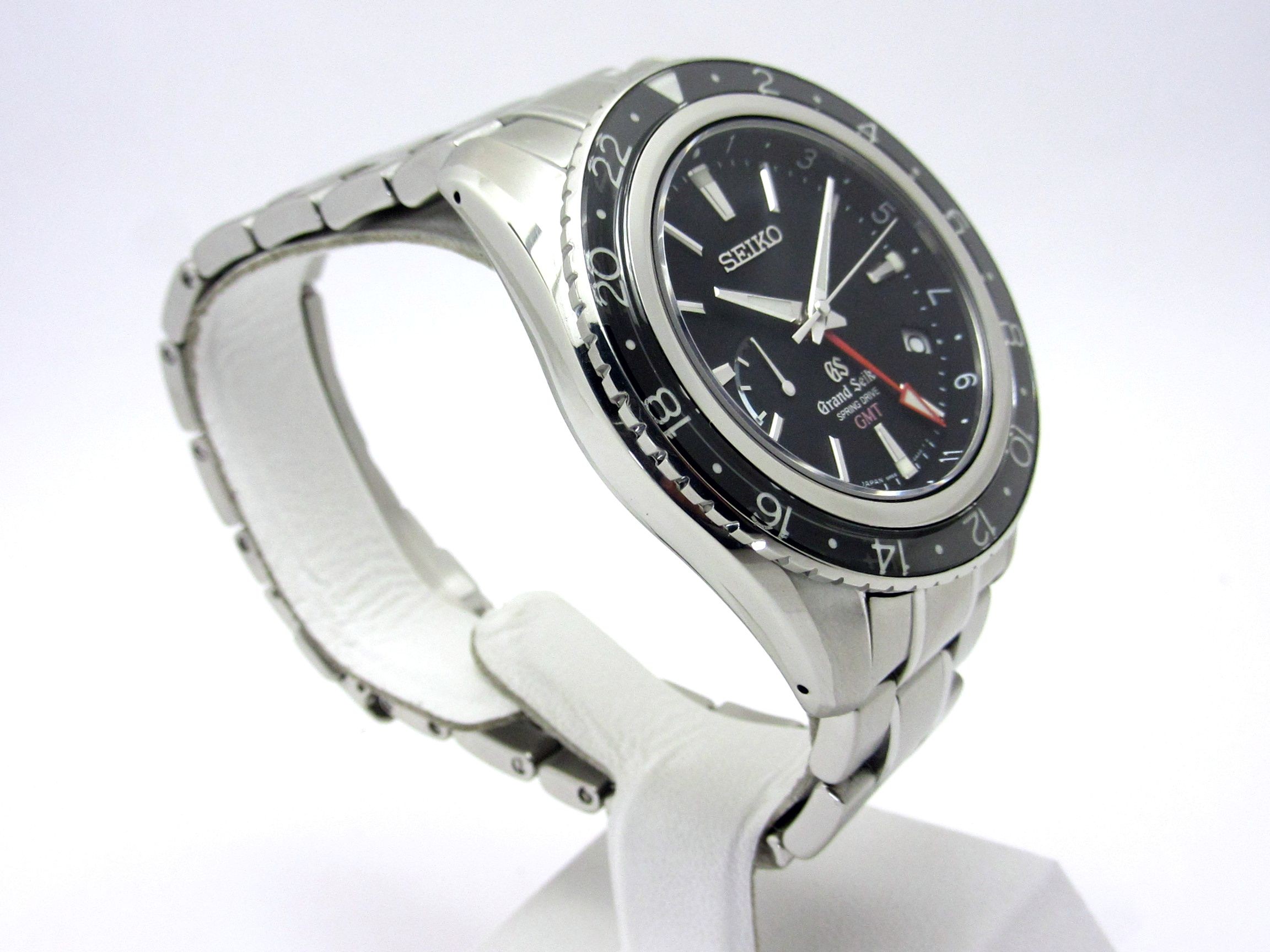 セイコー グランドセイコー スプリングドライブ GMT 44mm Grand Seiko Spring Drive GMT SBGE001(9R66-0AA0) 箱 保証書 SS メンズ時計 ブラック 仕上げ済 美品