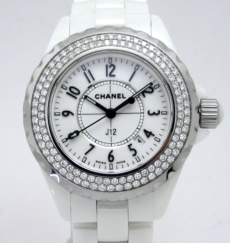 シャネル CHANEL ”J12 H0967 ホワイトセラミック 純正ダイヤベゼル ...