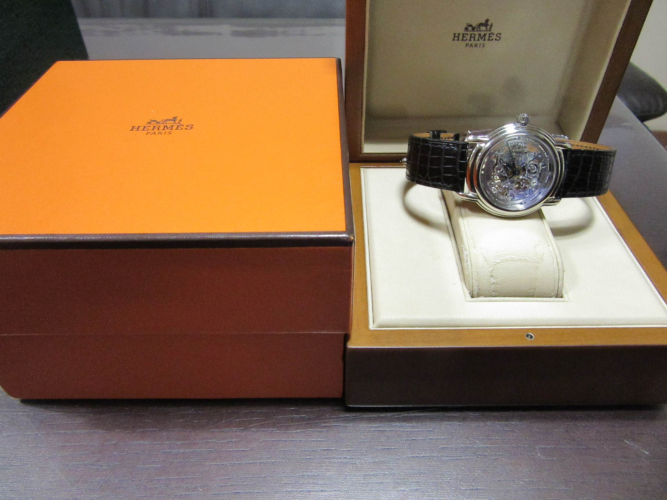 エルメス HERMES SM1.790 セザム K18WG スケルトン 自動巻き メンズ 良品 _761240