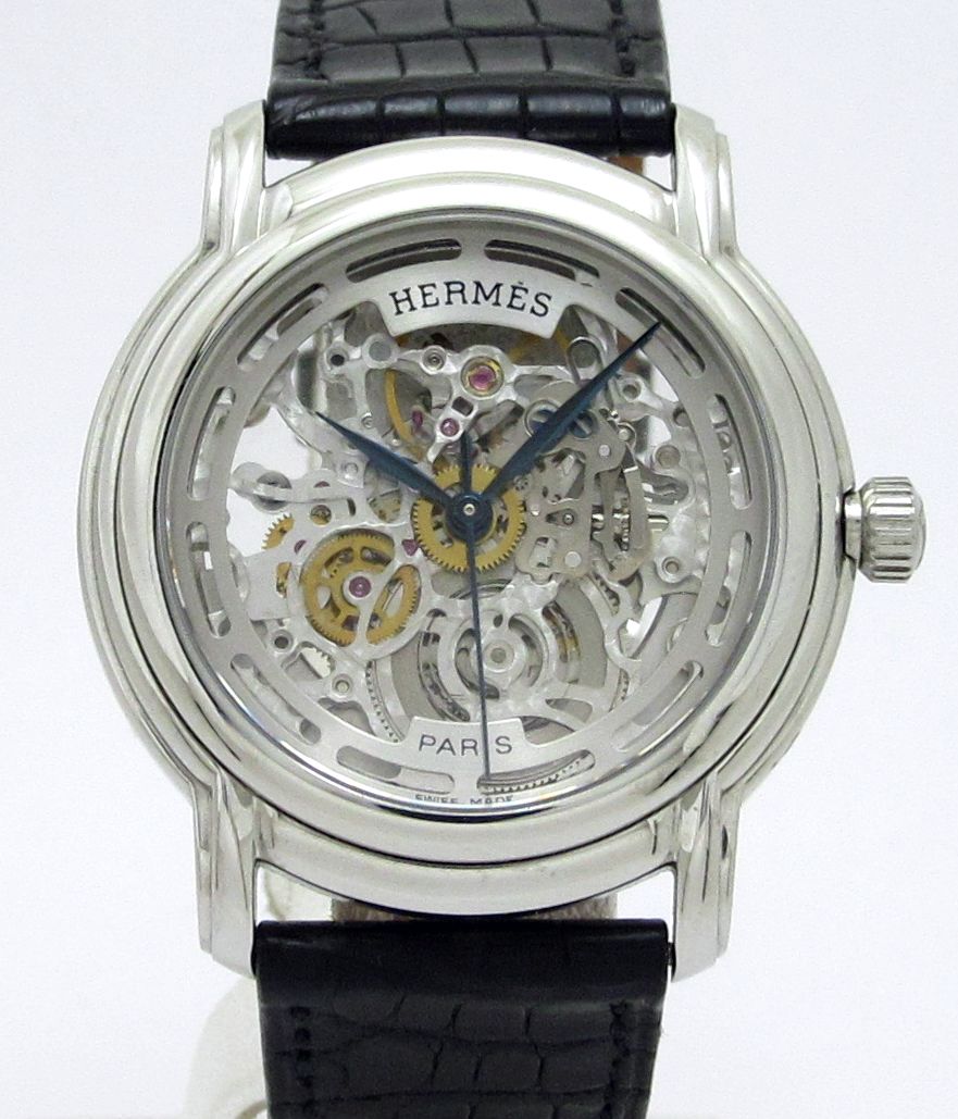 エルメス HERMES SM1.790 セザム K18WG スケルトン 自動巻き メンズ 良品 _761240