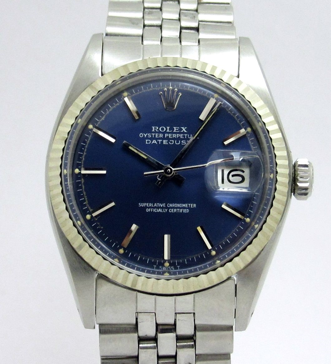 ロレックス ROLEX ”ブルー文字盤 デイトジャスト Ref-1601 タグ・保証